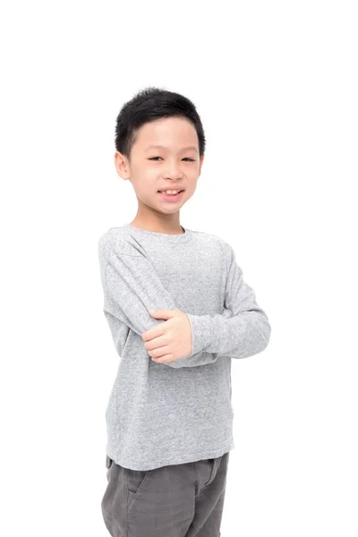 Chłopiec uśmiecha na białym tle — Zdjęcie stockowe