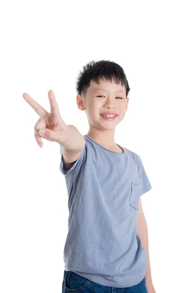 Boy smiling over white background — Stock Photo, Image