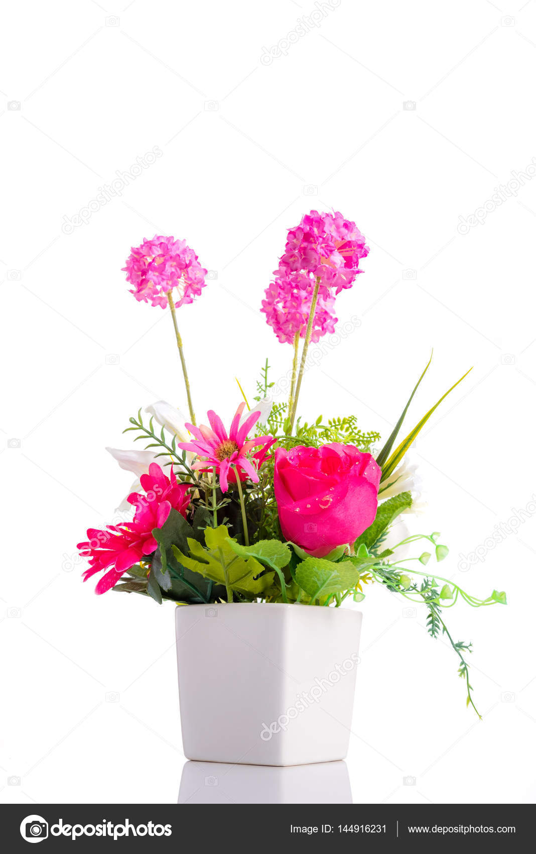 Bouquet Fleurs Artificielles Pot Céramique White