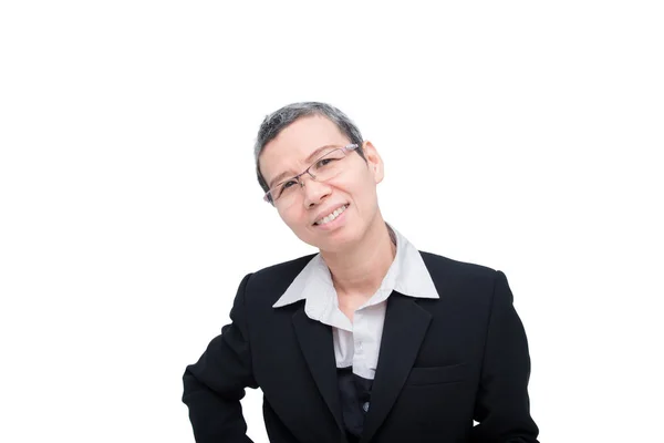 Senior Aziatische Zakenvrouw Lachend Wit — Stockfoto