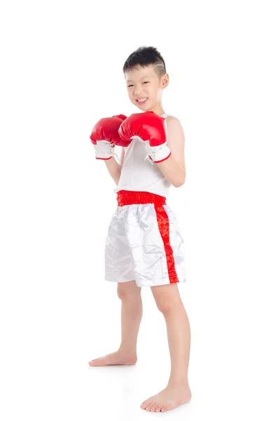 Boxer boy over white background — Stock Photo, Image