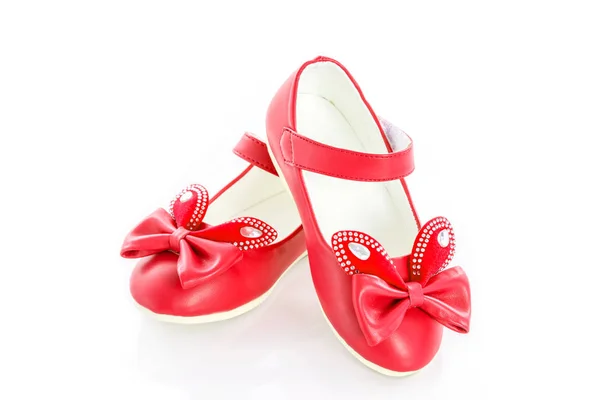 Red girl shoes over white — Stock Photo, Image