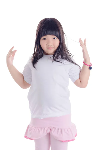 Junge Asiatische Mädchen Über Weißen Hintergrund — Stockfoto