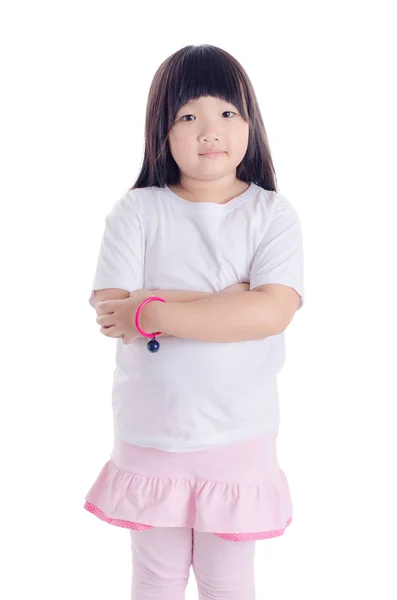 Junge Asiatische Mädchen Über Weißen Hintergrund — Stockfoto