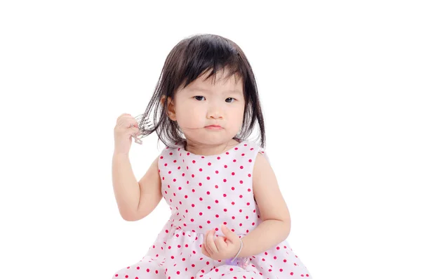 Kleines Mädchen auf weißem Hintergrund — Stockfoto