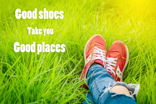 Inspirational Quote Good Shoes Take You Good Places — стоковое фото