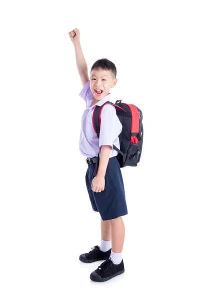 Schoolboy smiling over white background — Stock Photo, Image