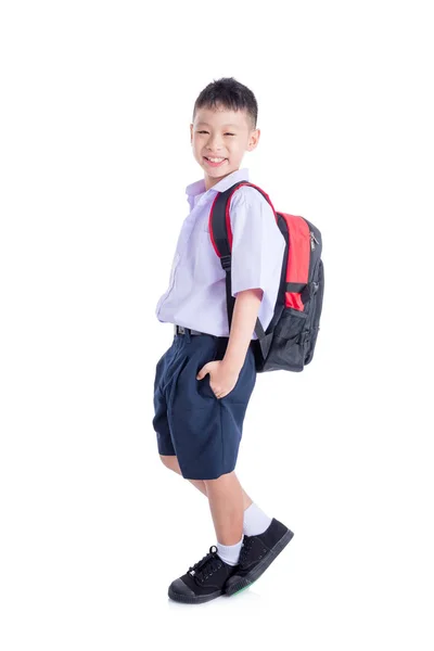 白い背景の上の笑顔の男子生徒 — ストック写真
