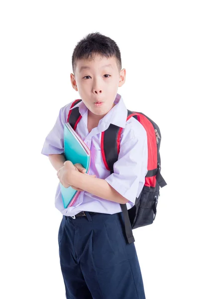 Schoolboy over white background — Stock Photo, Image