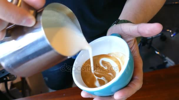 Barista Making Cafe Latte Art Heart Shape Video By C Parinyabinsuk Stock Footage 162929206