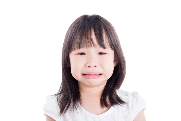 Niña llorando sobre fondo blanco — Foto de Stock