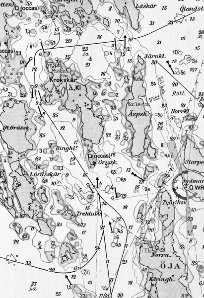 Makro Pchnięciu Stary Wykres Morskich Wyszczególnieniem Archipelag Sztokholmski — Zdjęcie stockowe