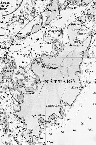 Макроснимок Старой Морской Карты Детализирующий Стокгольмский Архипелаг — стоковое фото