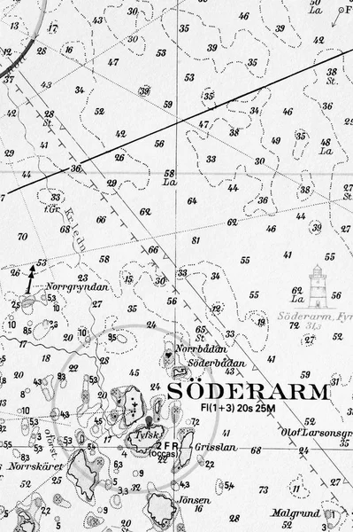 Макроснимок Старой Морской Карты Детализирующий Стокгольмский Архипелаг — стоковое фото