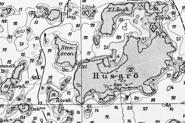 Makro Pchnięciu Stary Wykres Morskich Wyszczególnieniem Archipelag Sztokholmski — Zdjęcie stockowe