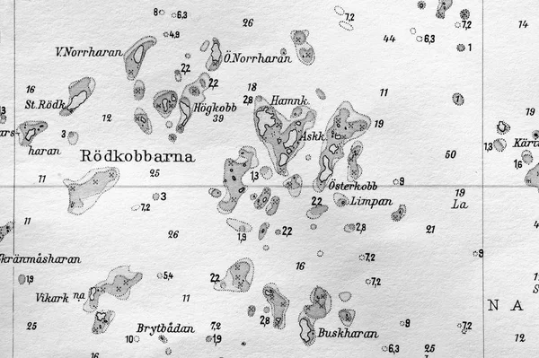 Makro Pchnięciu Stary Wykres Morskich Wyszczególnieniem Archipelag Sztokholmski — Zdjęcie stockowe