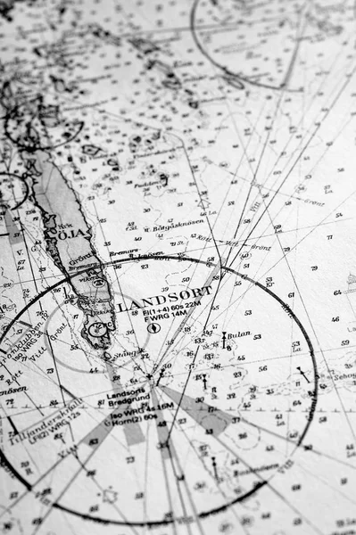 Makroaufnahme Einer Alten Seekarte Die Den Stockholmer Archipel Beschreibt — Stockfoto