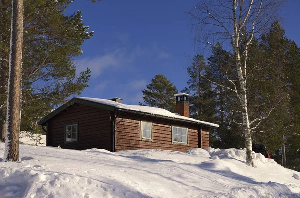 Typisch Houten Huis Zweden Tijdens Winter — Stockfoto