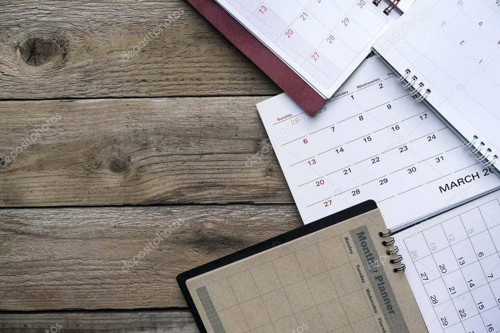 close up of calendars on the table for planner,business,organiza