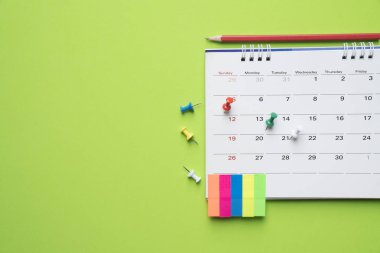 Takvim için planlama yeşil tablo arka planı kapat