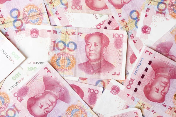 Çin para 100 banknot arka plan, iş ve Finans conce — Stok fotoğraf
