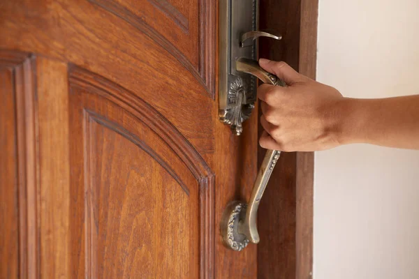 Hand Hold Handle Door Close — Stock Photo, Image