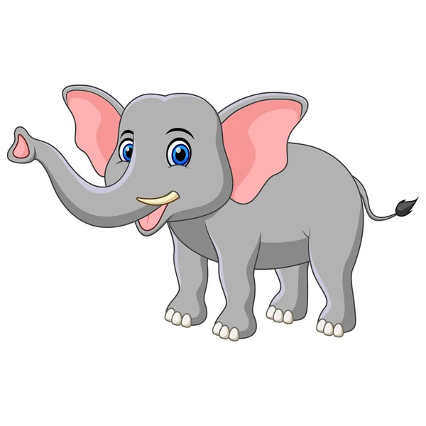 Lindo Elefante Dibujos Animados Aislado Sobre Fondo Blanco — Vector de stock