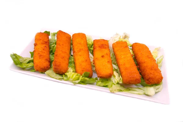 Fish sticks op dienblad Rechtenvrije Stockafbeeldingen