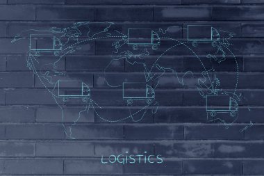 satış veya dünya haritası üzerinde hareket kamyon