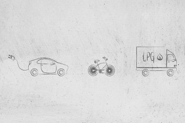 sıfır emisyon vechicles: Bisiklet, lpg kamyon ve elektrikli otomobil