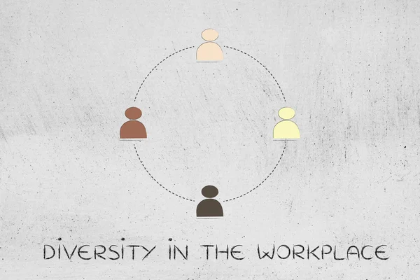 Diversity in the workplace: multi ethnic team illustration (circ — Stock Photo, Image