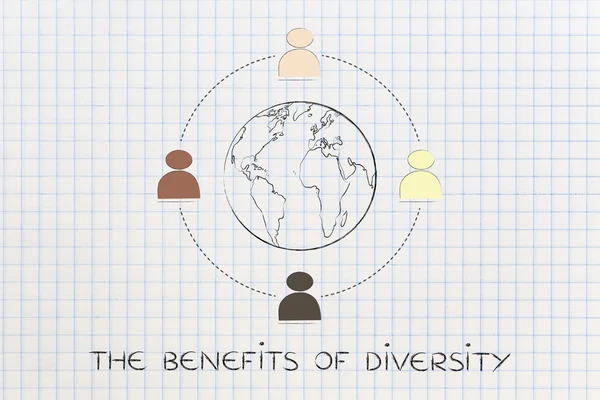 Diversity in the workplace: multi ethnic team illustration (eart — Stock Photo, Image