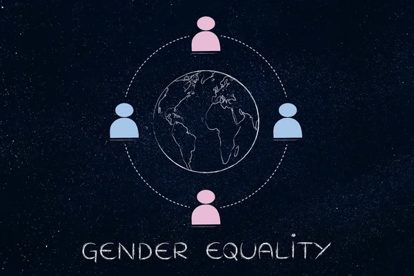 A nemek közötti egyenlőség körül a világot, a csapat a férfiak és nők — Stock Fotó