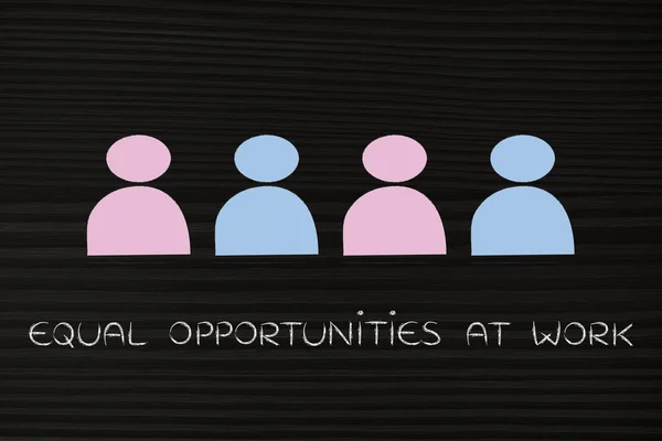 Igualdade de género e igualdade de oportunidades, equipa de homens e mulheres — Fotografia de Stock