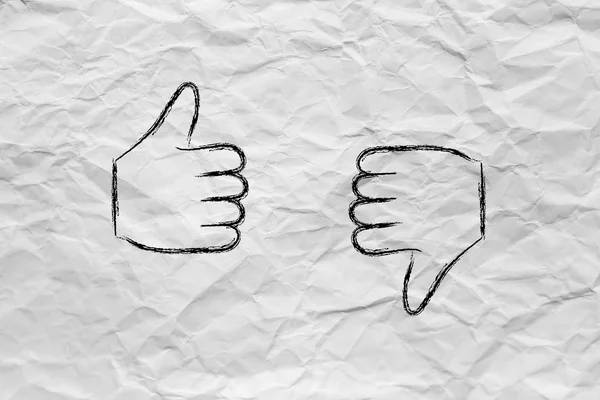 Thumbs up or thumbs down — Stock Photo, Image