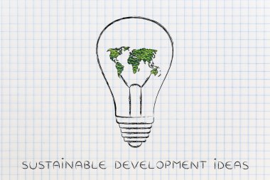  ampul harita dünya ile yapılan yaprakları, yeşil ekonomi ben