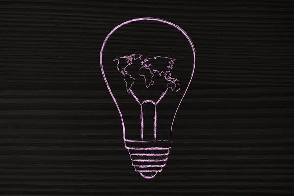 World inside a lightbulb — Stock Photo, Image
