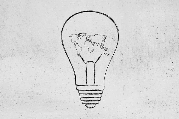 World inside a lightbulb — Stock Photo, Image