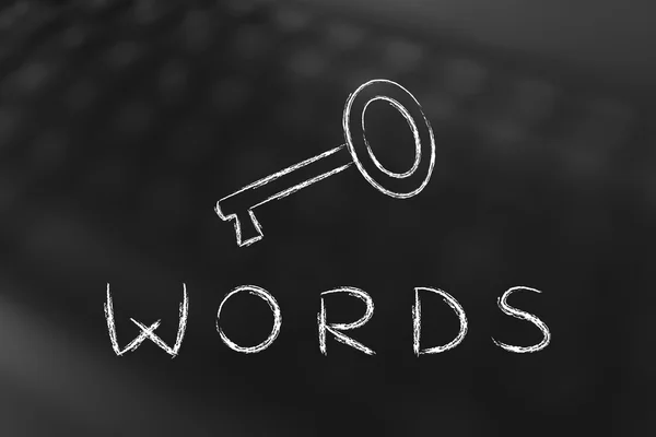 Keywords text written with actual key — Stock Photo, Image