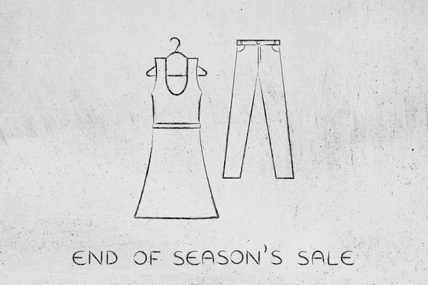 Модні тенденції та вибір: сукня та ілюстрація джинсів — стокове фото