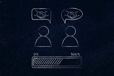 insanlarla tanışmak ve kabul: karşılıklı komik kabarcıklar içine erkeklerle