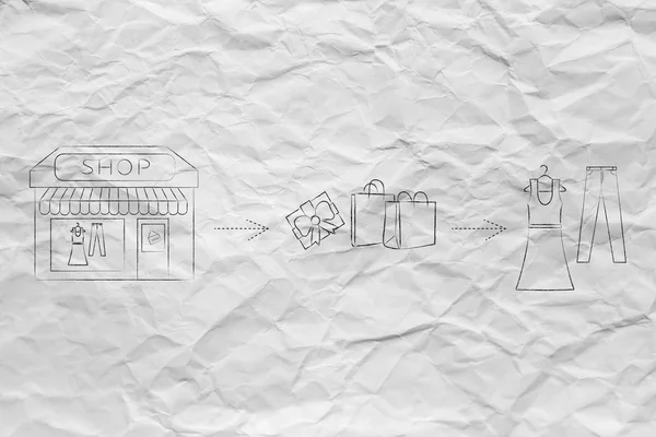 E-shops vs physical store: when you buy from brick & mortar plac — ストック写真