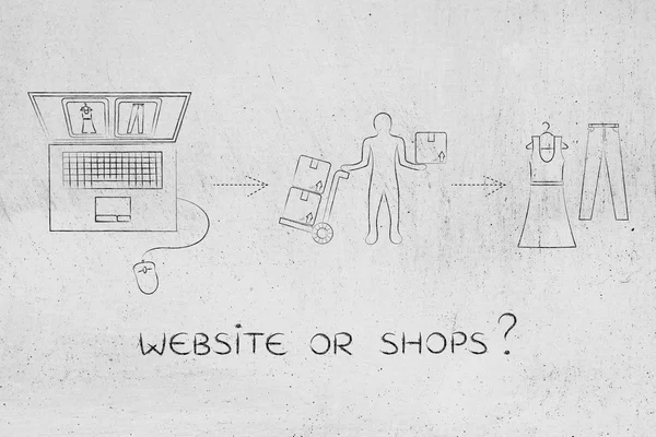 Negozi online vs negozio fisico: quando si acquista da siti web — Foto Stock