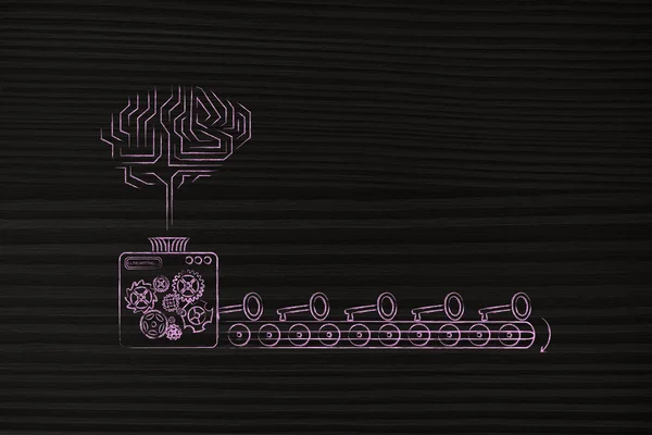 Elektronisches Gehirn und Maschine erstellen Schlüssel, Stichworte, die darauf hindeuten — Stockfoto