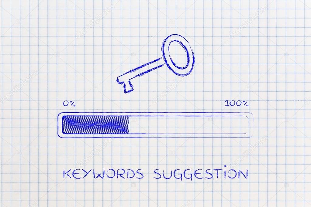 key with progress bar, keywords suggesting tools