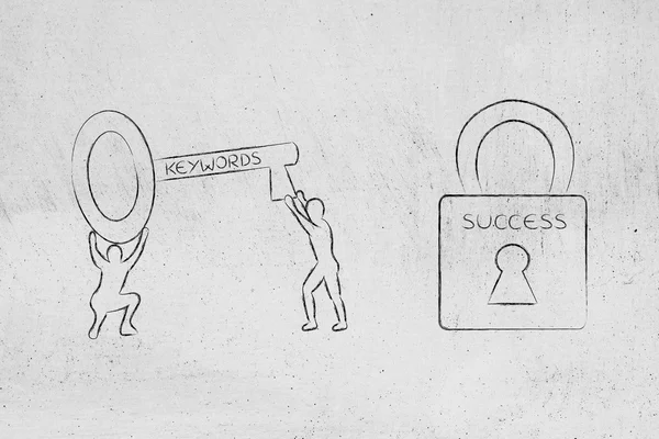 keywords to unlock success, men with key and lock