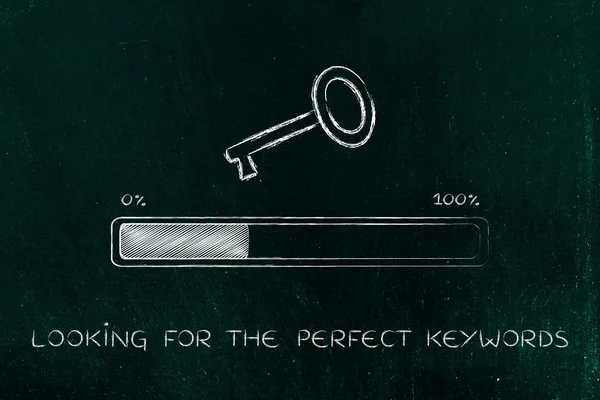 Κλειδί με γραμμή προόδου, λέξεις-κλειδιά που υποδηλώνει εργαλεία — Φωτογραφία Αρχείου