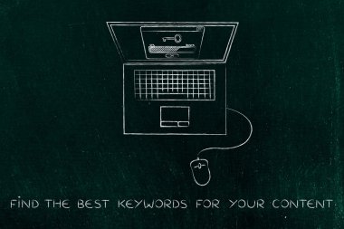 dizüstü bilgisayar ekranında, araçları öne anahtar kelimeler anahtar ile