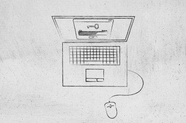 dizüstü bilgisayar ekranında, araçları öne anahtar kelimeler anahtar ile