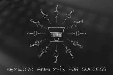 daha fazla görünüm oluşturmak için anahtar kelimeler: anahtarlar tarafından çevrili dizüstü